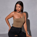 Sexy One-Shoulder Top Solid Color Backless Summer Tank Tops Wholesale
