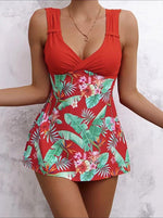 Printed Backless Sexy V-Neck 2pcs Women'S Tankini Sets Fashion Swimwear Wholesale Vendors