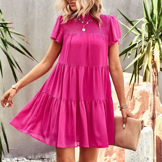 Elegant Puff Sleeve Smocked Dress Wholesale Dresses