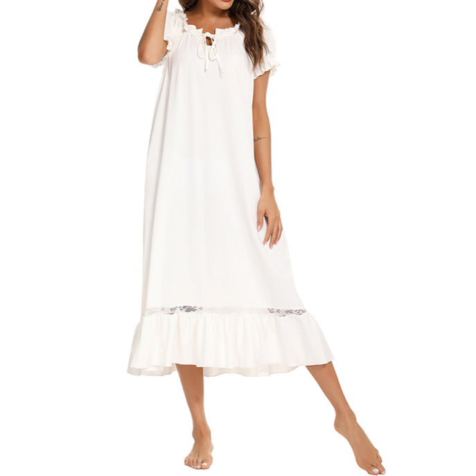 Puff Sleeve Casual Women Nightdress Pajamas Wholesale Loungewear