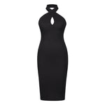 Women Sleeveless Halterneck Hollow Out Knit Wholesale Bodycon Dresses