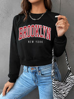 Preppy Style Letter Print Cropped Sweatshirt Wholesale Womens Tops