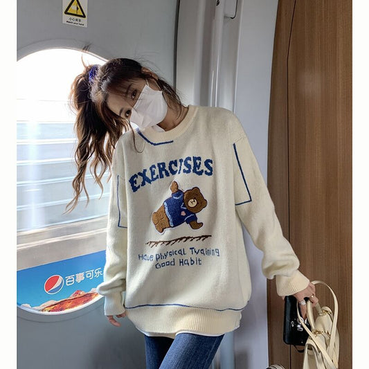 Bear Loose Knit Women Sweater Wholesale Clothing Suppliers