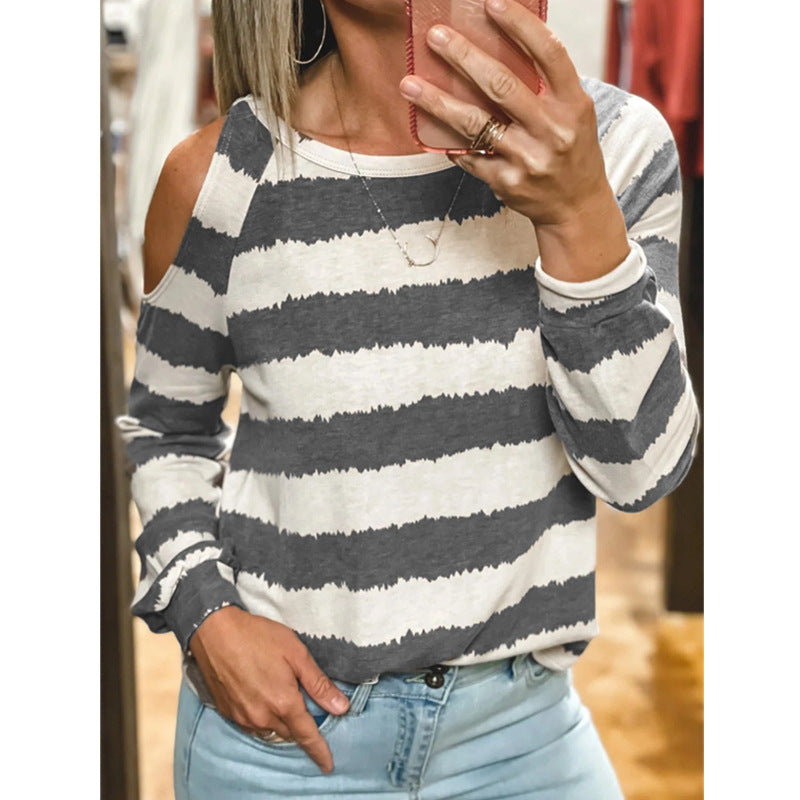 Tie-Dye Striped Printed T-Shirt Wholesale Women Clothing