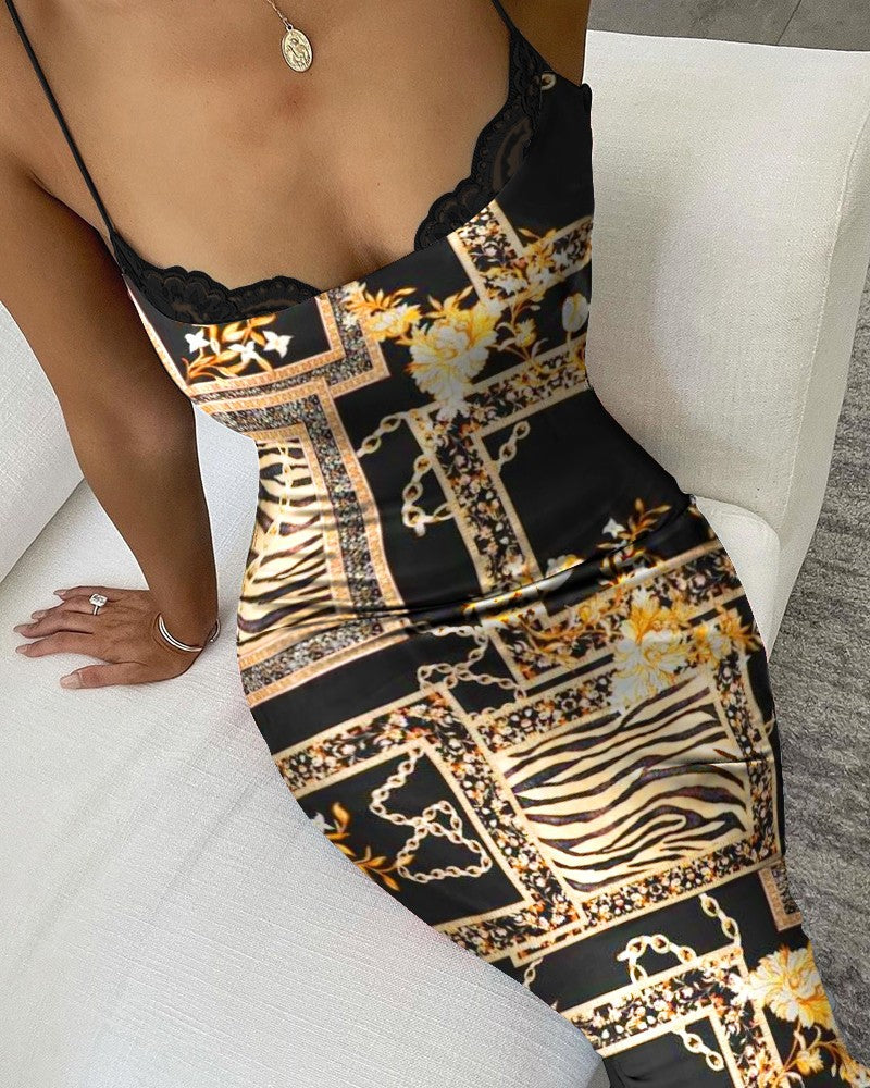 Suspender Printed Hip Wrap Wholesale Sexy Dress