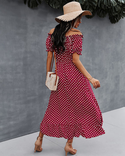 Off Shoulder Polka Dot Casual Wholesale Dresses Fashion Clothing