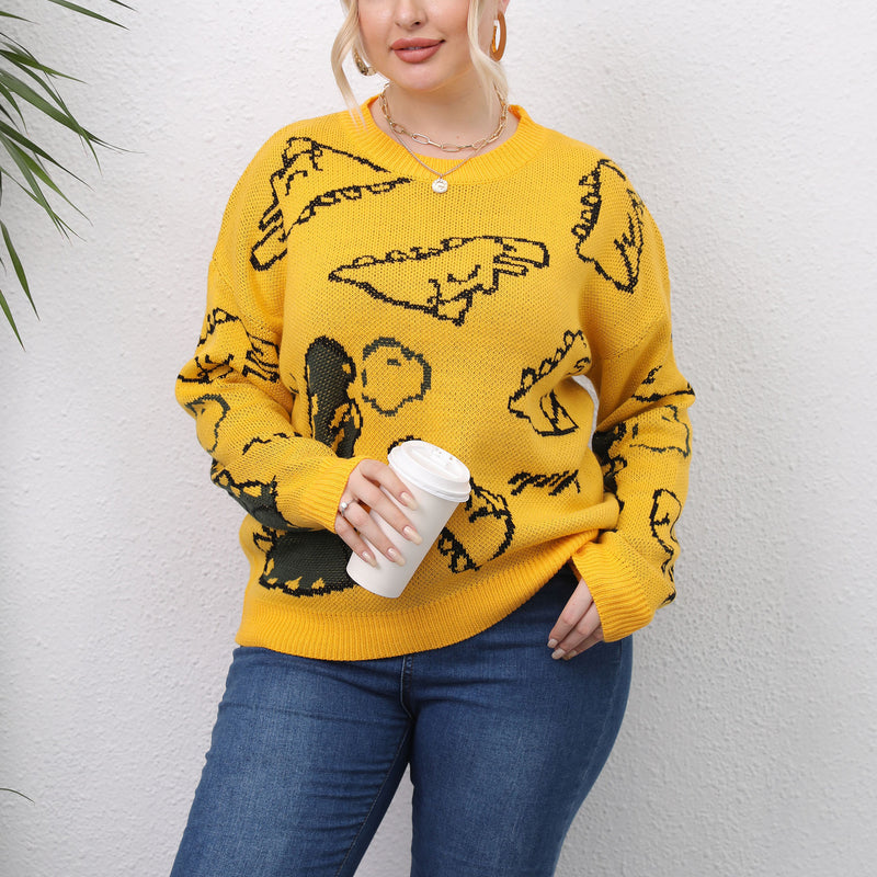 Dinosaur Personality Pullover Wholesale Plus Size Sweater