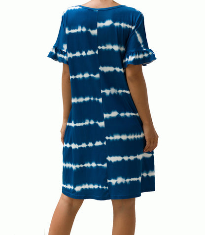 Mid-Length Striped Print T-Shirt Dress Wholesale Dresses