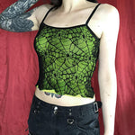 Dark Personality Street Slim Spider Web Hit Color Suspenders Crop Tops Wholesale Women Tops