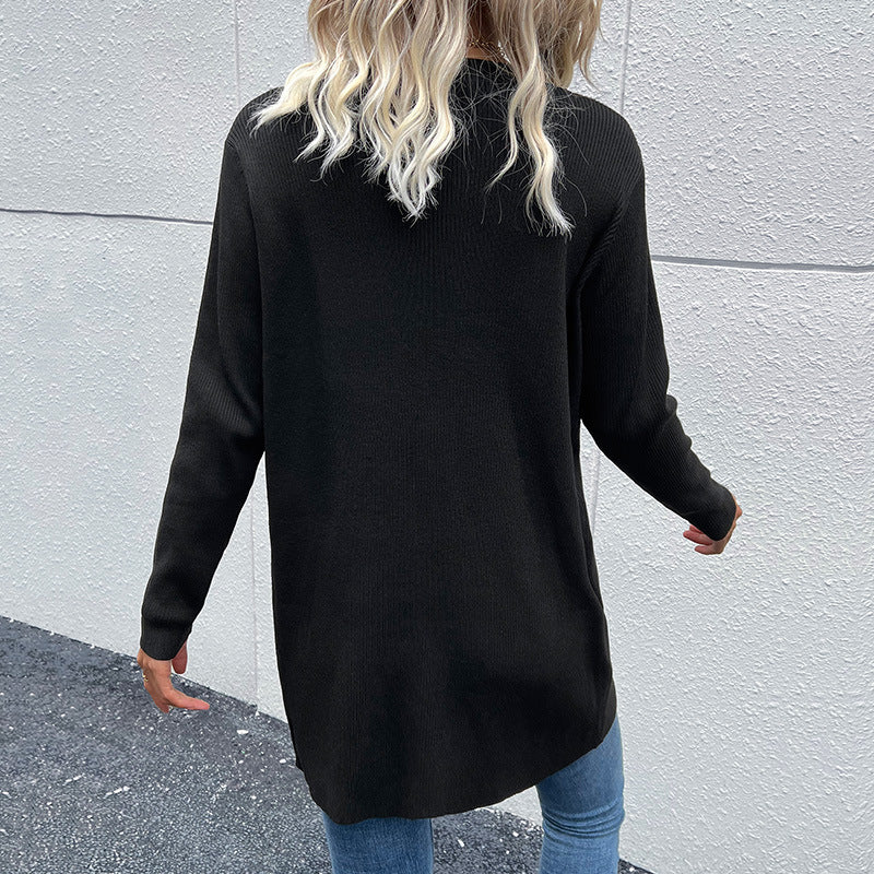 Casual Long Sleeve Single-Breasted Solid Color Loose Wholesale Cardigan