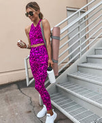 Leopard Print Tops & Leggings Sports Yoga Suits Wholesale Activewear Sets