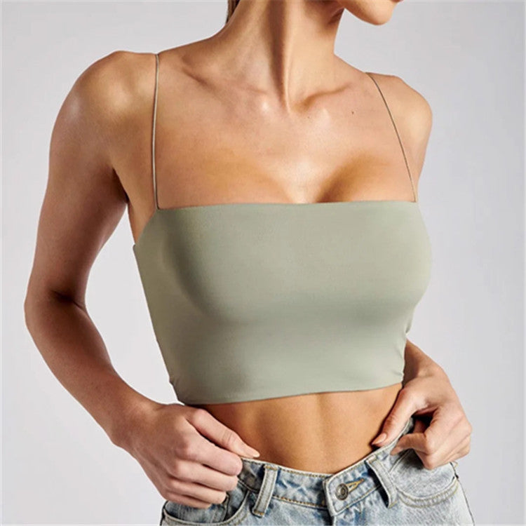 Sexy Tube Top Elastic Camisole Solid Color Double Layer Wholesale Crop Tops