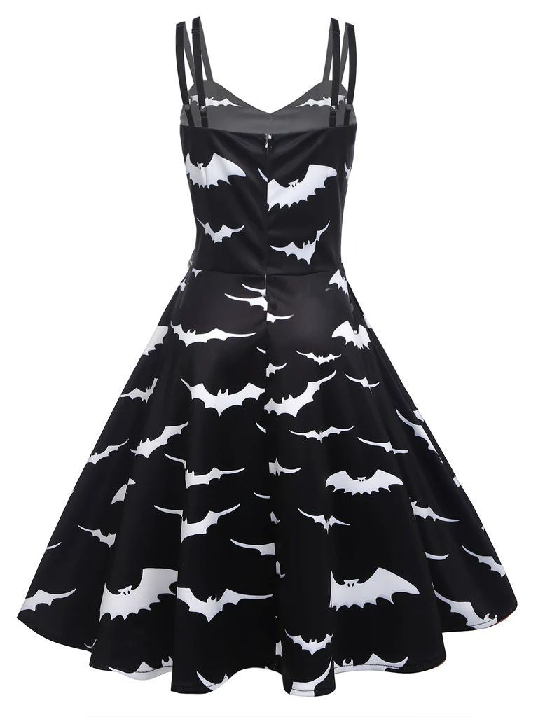 Halloween Print Chiffon Shawl & Sling A-Line Dress Gothic Wholesale Womens 2 Piece Sets