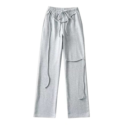 Womens Fashion Tied Rope Casual Sweatpants Straight Sports Trousers Wholesale Pants