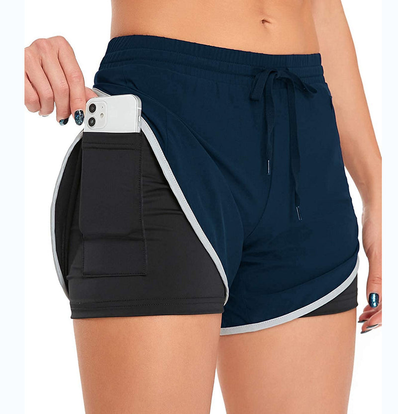 Plain Zipper Women Sports Shorts
