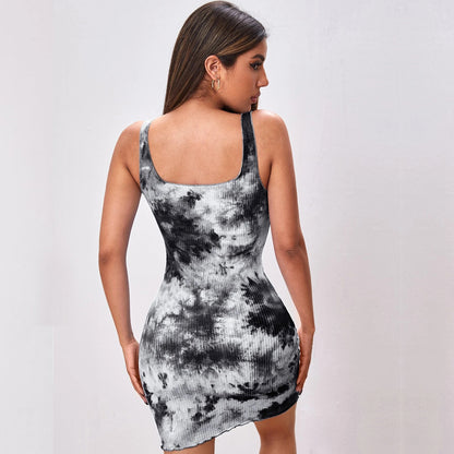 Bodycon Design Tie Dye Printed Knitted Wholesale Dresses Off Shoulder