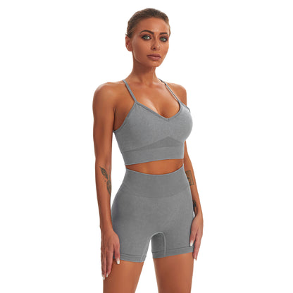 Seamless Sports Yoga Wholesale Activewear Fitness Suits Two Piece Outfits Vest & Shorts Sets