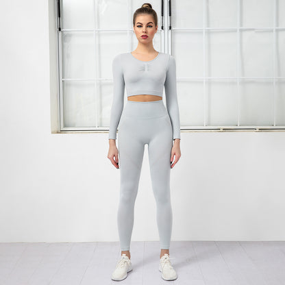 Seamless Knitted Yoga Suit Wholesale Activewear Women'S Sports Fitness Two-Piece Outfits