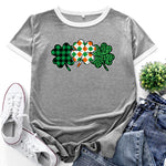 Fashion Print Tops Patchwork Contrast Short Sleeve Womens T Shirts Wholesale