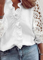Lace Long Sleeve Fashion Solid Color Ruffles Women'S Shirts Business Casual Wholesale Blouse