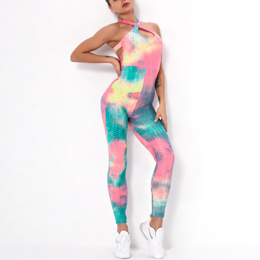 Tie-Dye Print Yoga Women Jumpsuits Wholesale Workout Clothes