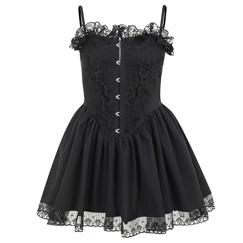 Dark Gothic Princess Style Jacquard Suspender Temperament A-Swing Dress Wholesale Dresses