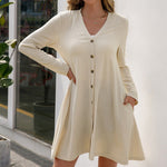 Solid Cardigans Outerwear Casual Style V Neck Women's Wholesale Sweaters and Cardigans
