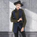 Color Blocking Plus Size Tweed Coats Wholesale Women'S Clothing
