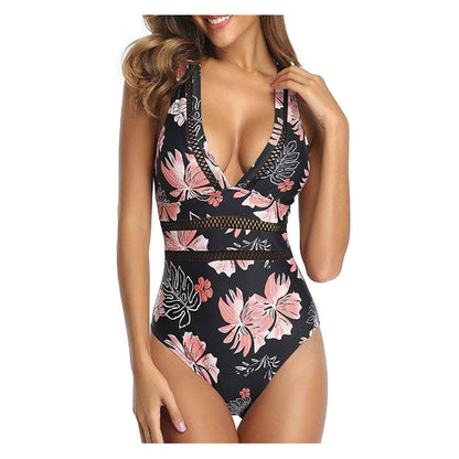 Black Mesh V-Neck Sexy Swimsuit Wholesale