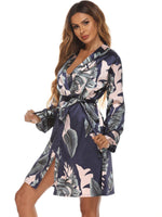 Bathrobe Womens Casual Home Wear Fashion Printed Satin Nightgown Wholesale Loungewear