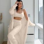 With Belt Plush Solid Color Loungewear Wholesale Womens Clothing