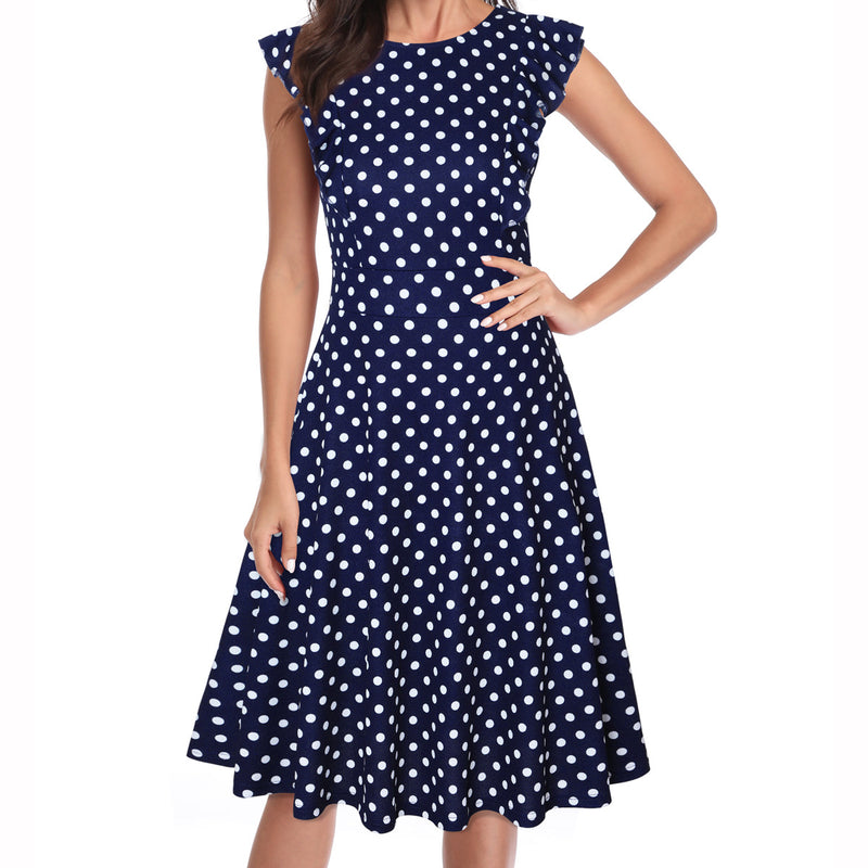 Ruffle Sleeves Printed Dress Day Wholesale Casual Women Clothing