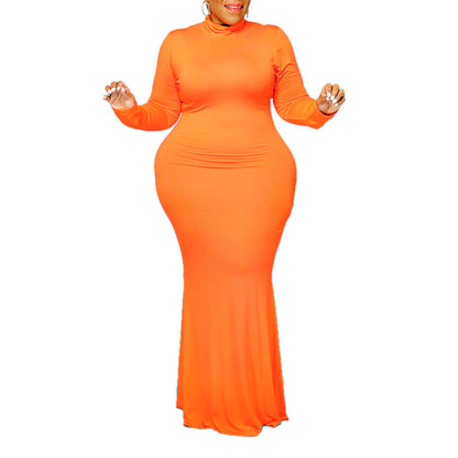 Plus Size Slim Solid Wholesale Maxi Dress