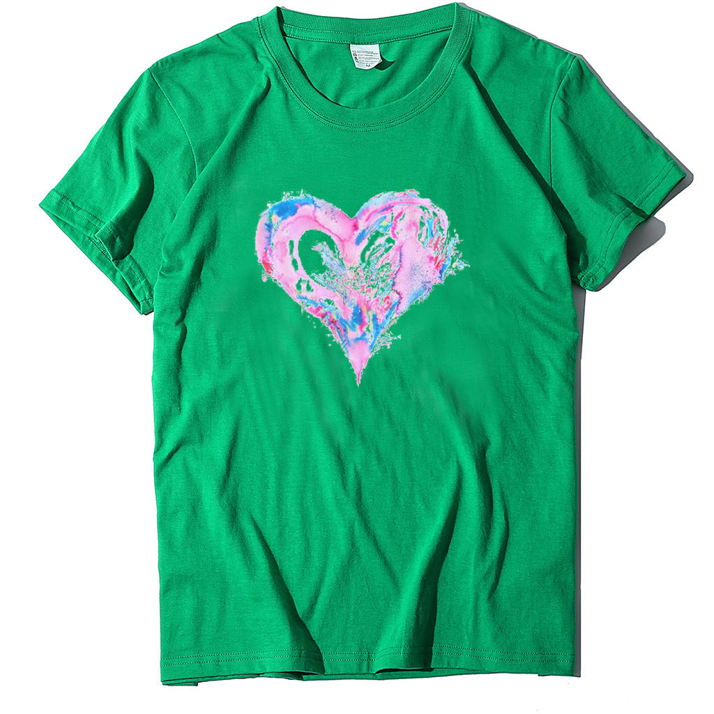 Valentine'S Day Short Sleeve Wholesale T Shirts Fashion Heart Printed