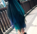 Irregular Hem Mesh Tutu Pleated Midi Skirt SS070013