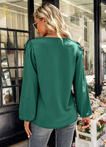 Ruffled V Neck Lantern Sleeves Blouse Wholesale Womens Tops