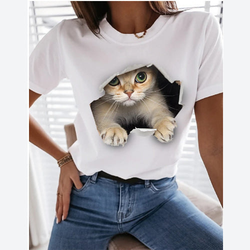 Printed Short Sleeve Women Clothing Wholesale T Shirts Casual