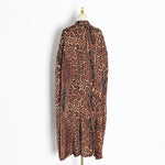 Leopard Print Women'S Maxi Shawl Robe Fashion High Collar Outerwear Wholesale Coats
