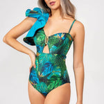 One-Shoulder Ruffled Cutout Fashion One-Piece Swimsuit Wholesale Womens Swimwear