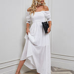 One-Shoulder Open Back Jacquard Swing Dress Wholesale Maxi Dresses