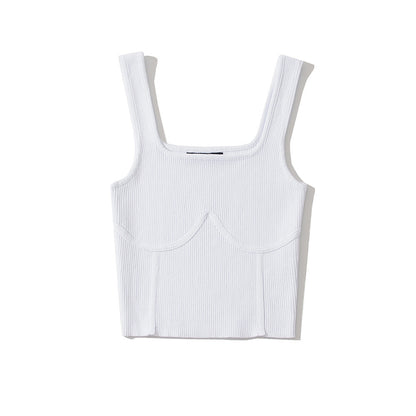 Sexy Square Neck Knit Vest Sling Solid Color Slim Wholesale Crop Tops