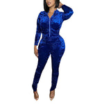 Thick Fashion Pleated Zipper Leggings Solid Color Two-Piece Suit Wholesale Women Clothing