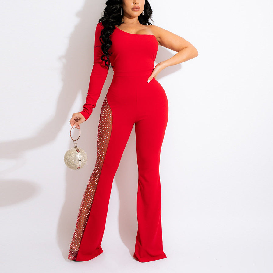 Side Perspective Diagonal Shoulder Wholesale Jumpsuits For Valentine'S Day