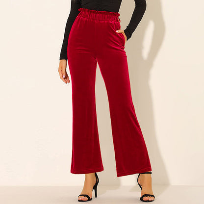 Solid Color Pocket High Waist Slim All-Match Flared Trousers Wholesale Women Bottoms