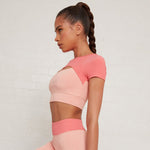 Colorblock Fitness Sportswear Athletic T Shirts Wholesale Yoga Tops