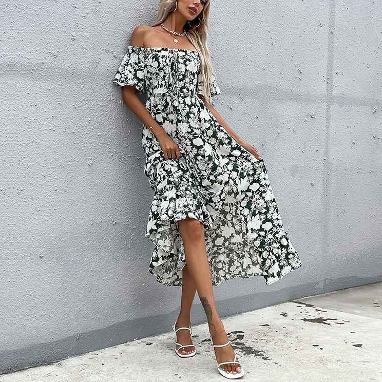 Off Shoulder Short Sleeve Wholesale Floral Dresses Summer