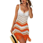 Sexy Hollow Out Tank Dress Slim Beach Bikini Cover-Up Fringed Wholesale Dresses