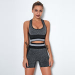Striped Bra & Shorts Fitness 2pcs Sets Seamless Activewears Wholesale Workout Clothes
