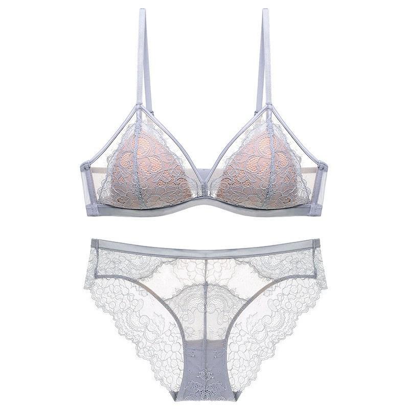 No Steel Ring Lace Underwear Hollow Thin Triangle Cup Bra Set Wholesale Women'S Clothing
