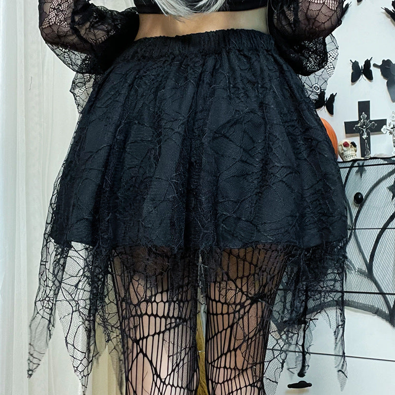 Gothic Punk Dark Style Spider Web Mini Skirt Wholesale Vendors